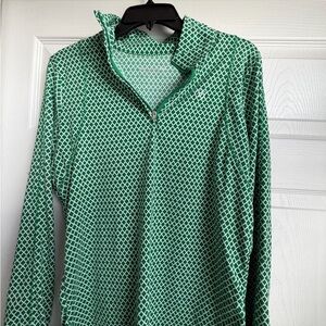 Ariat Green and White Geometric Zip-Up Top